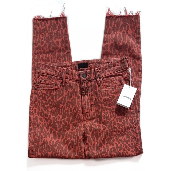Mother High Waist Hooker Ankle Fray Jeans Leopard - Picture 5 of 8